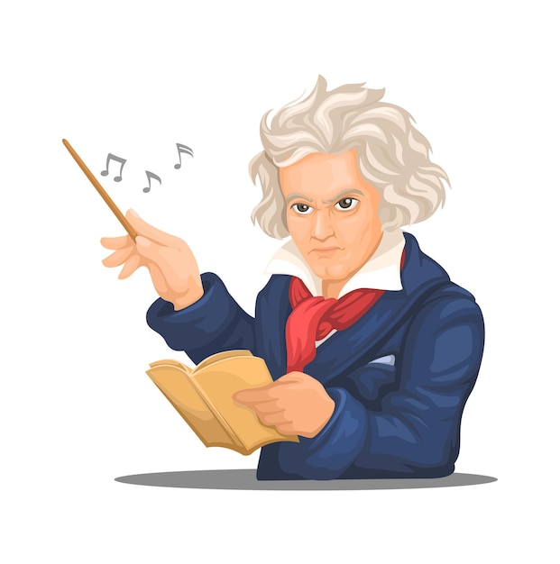 Beethoven Musiker Komponist und Pianist Figur Charakter Cartoon ...