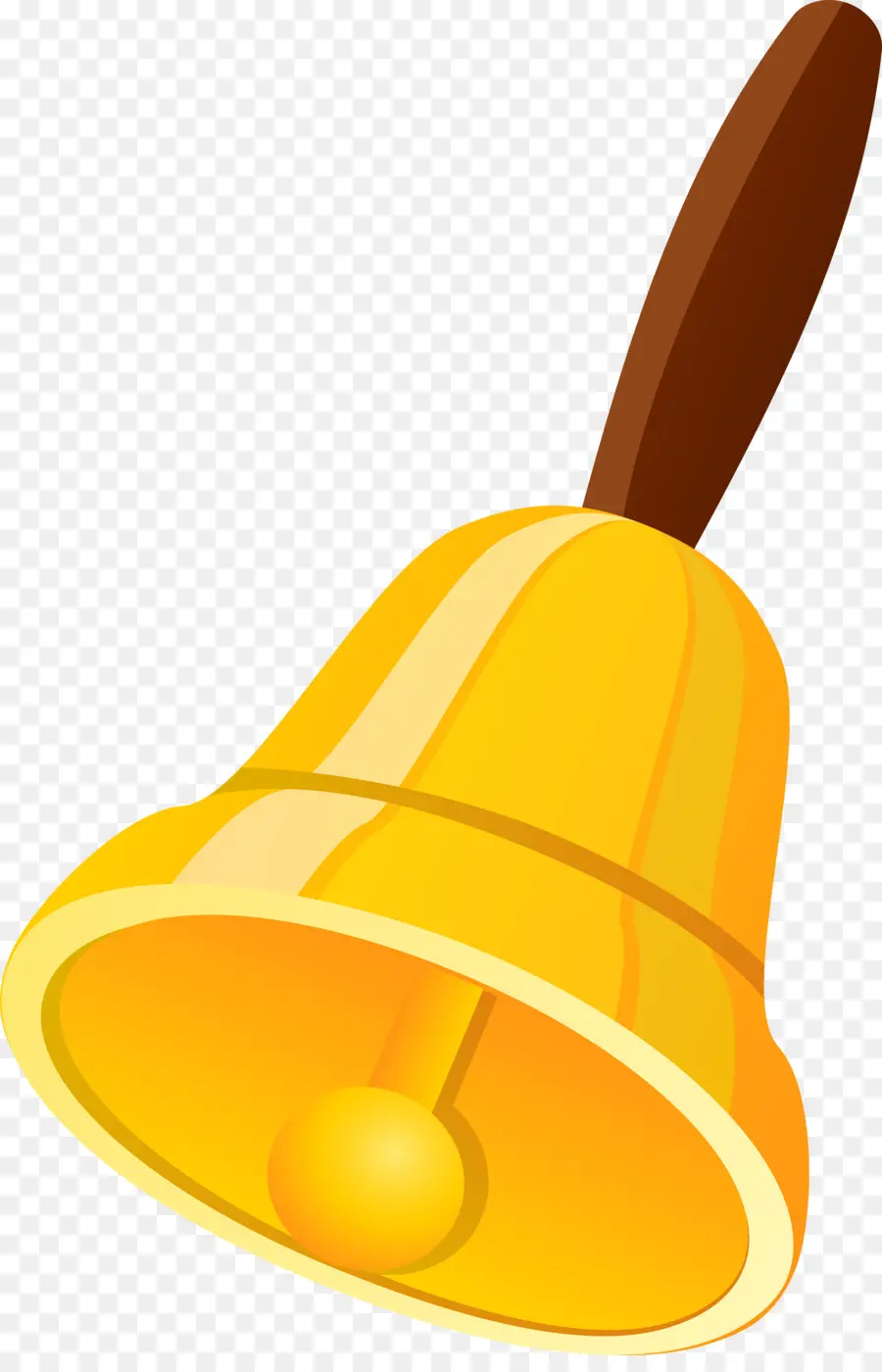 Yellow Bell - Golden Bell with Wooden Handle - CleanPNG / KissPNG