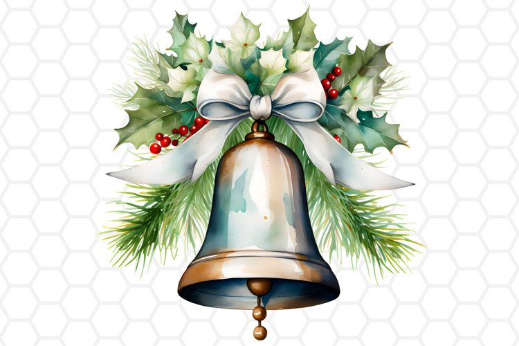 Watercolor Christmas Bell Clipart, Sublimation PNG (2804999)