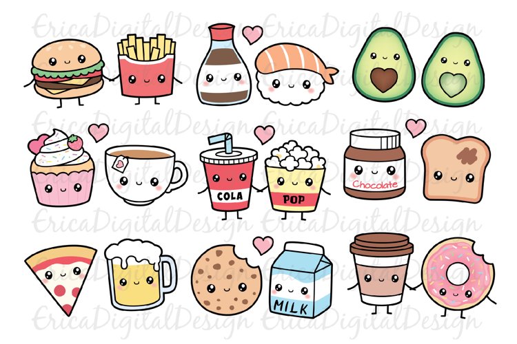 Perfect match clipart set - Kawaii food - Best (520206)