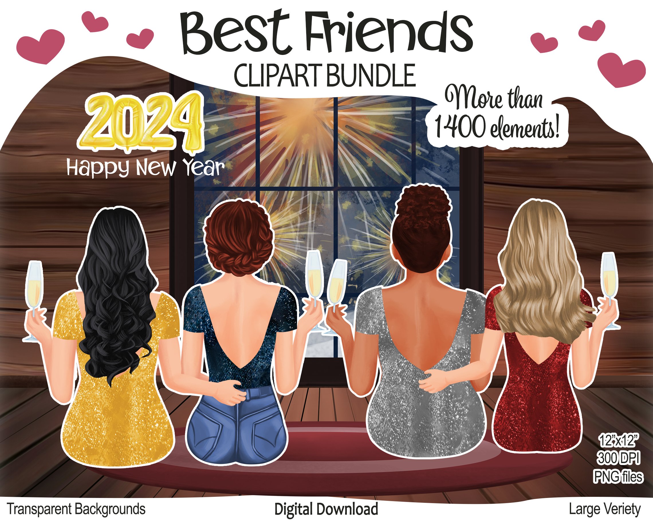 Christmas Best Friends: Slim, Curvy and Plus Size, PNG files