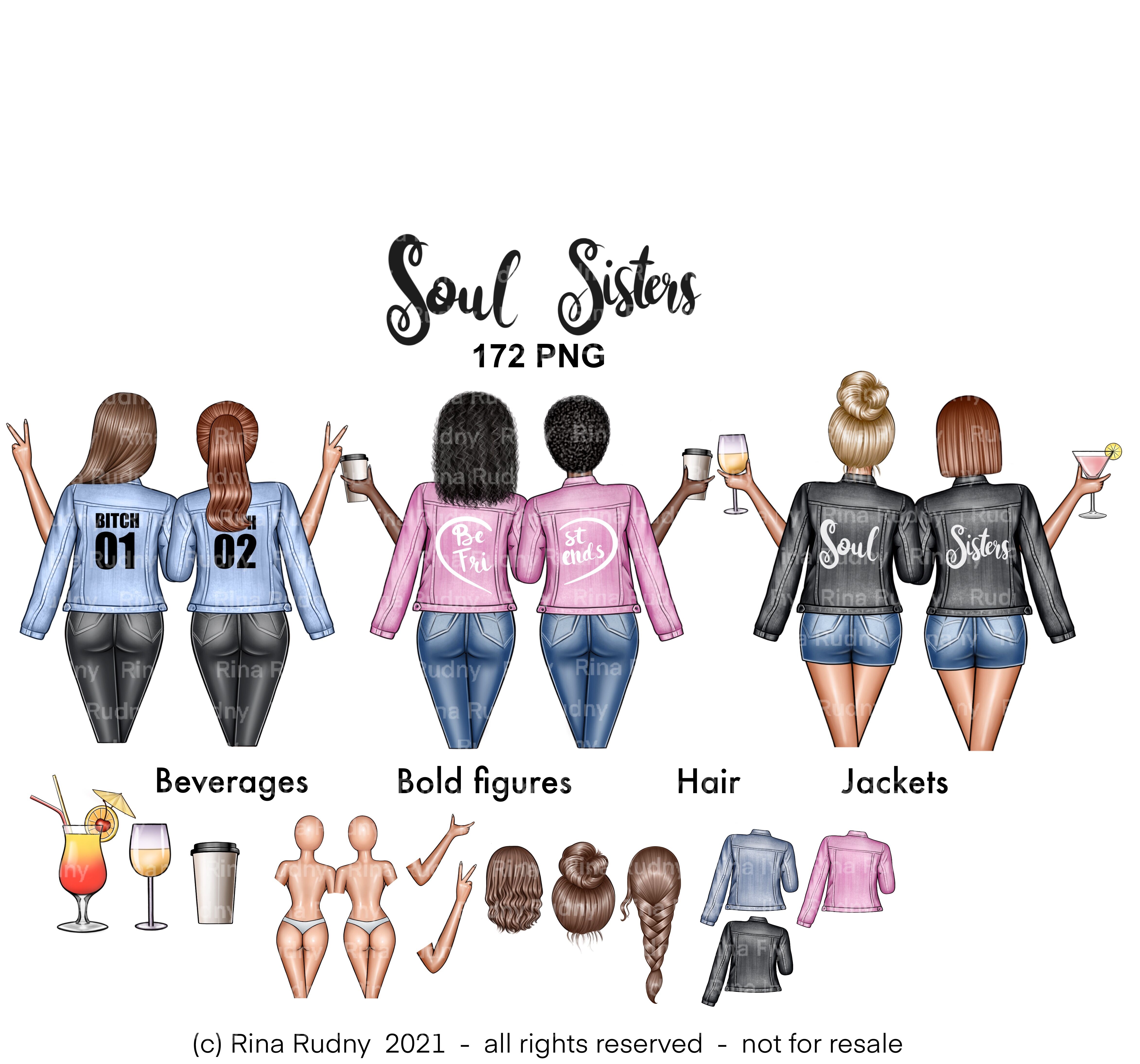Best friends in jackets clipart, Best friends clipart,BFF clipart ...