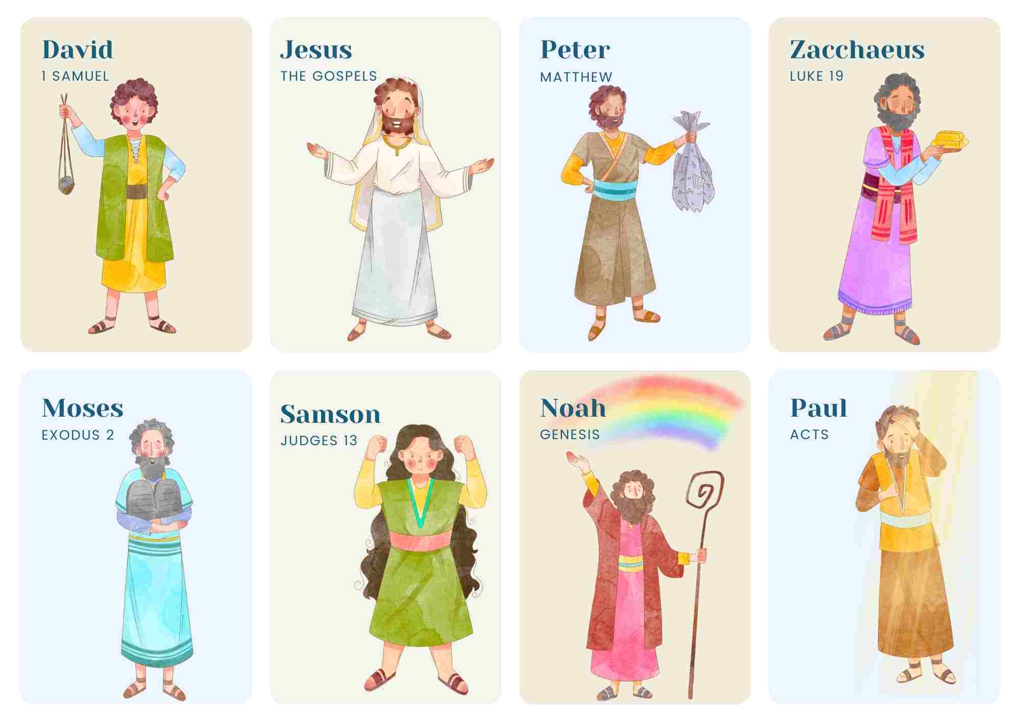 16 Free Bible Character Trading Cards - Free Bible Worksheets