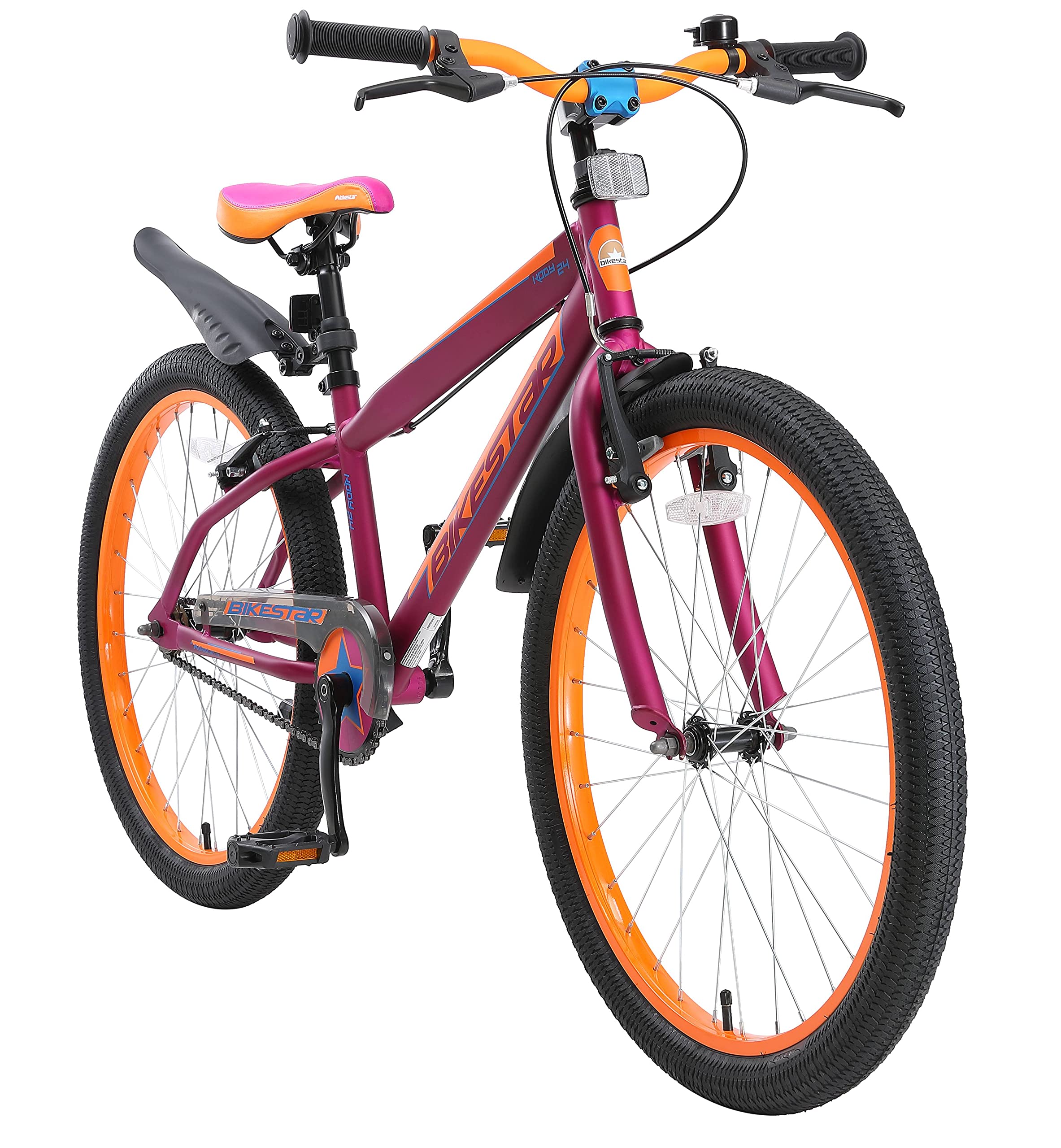 BIKESTAR Childrens Bicycle 24 Inch for Girls and Boys from 9 Years |  Childrens Bike Urban Jungle | Bicycle for Children Berry &amp; Orange | Risk  Free ...