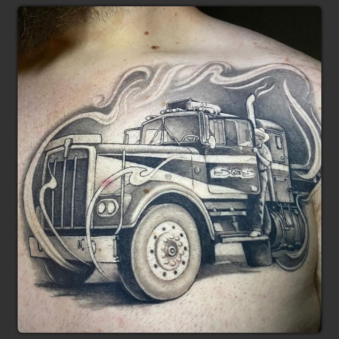Clients Dads big truck made into a mini memorial #memorialtattoo ...
