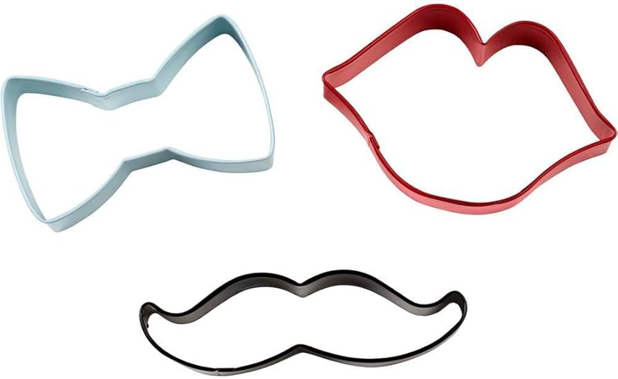 Amazon.com: Wilton 3-Piece Cookie Cutters, Tie/Mustache/Lips: Home ...