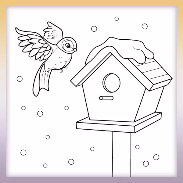 Birdhouse and bird – Coloringbook.pics