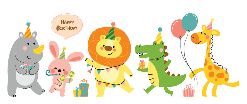 birthday animals cliparts 2024