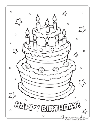 birthday cake coloring page printable
