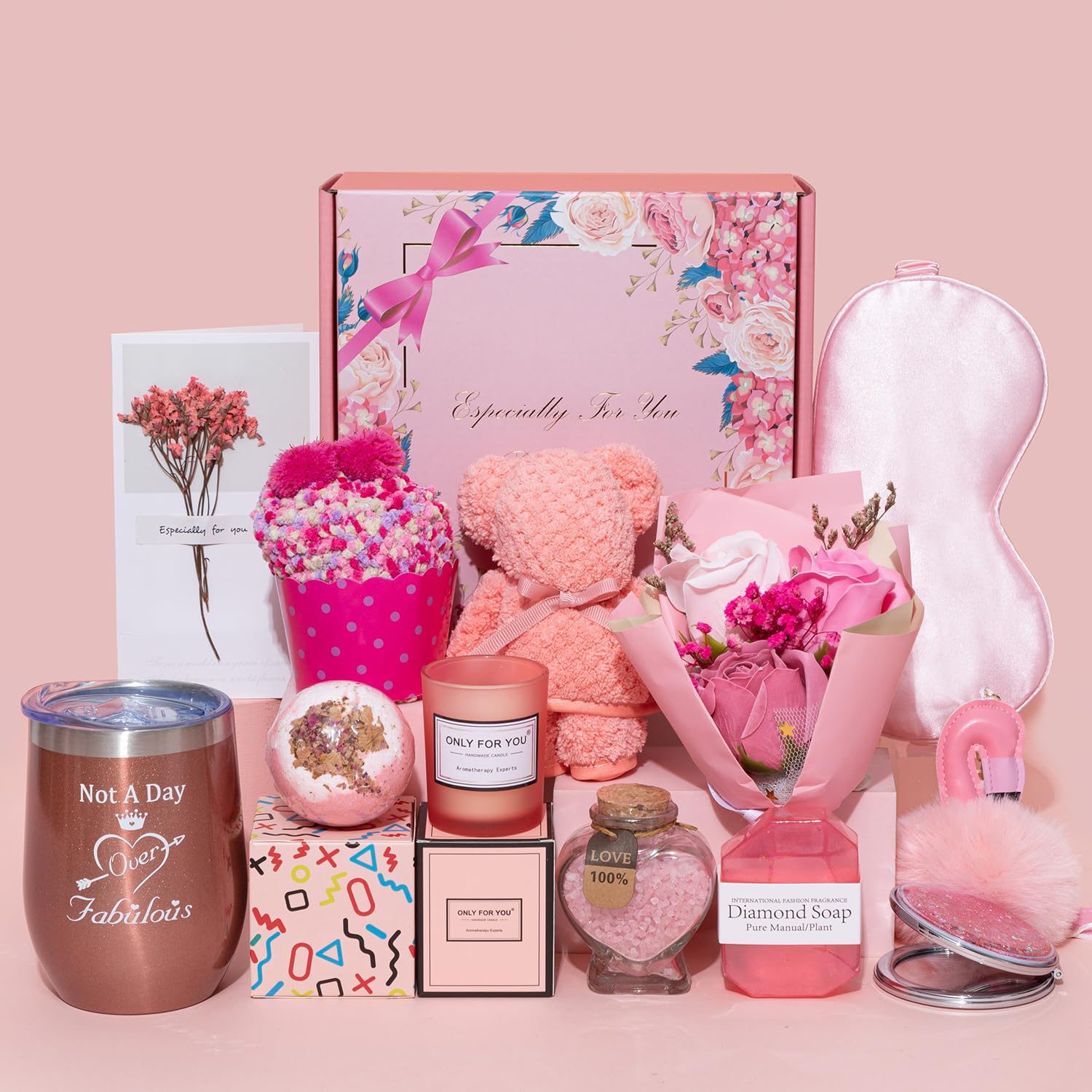 Birthday Gift Set for Women, Unique Gift Basket Ideas Wine Glass ...