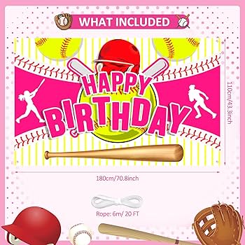 Amazon.com: Softball Party Decorations Softball Happy Birthday ...