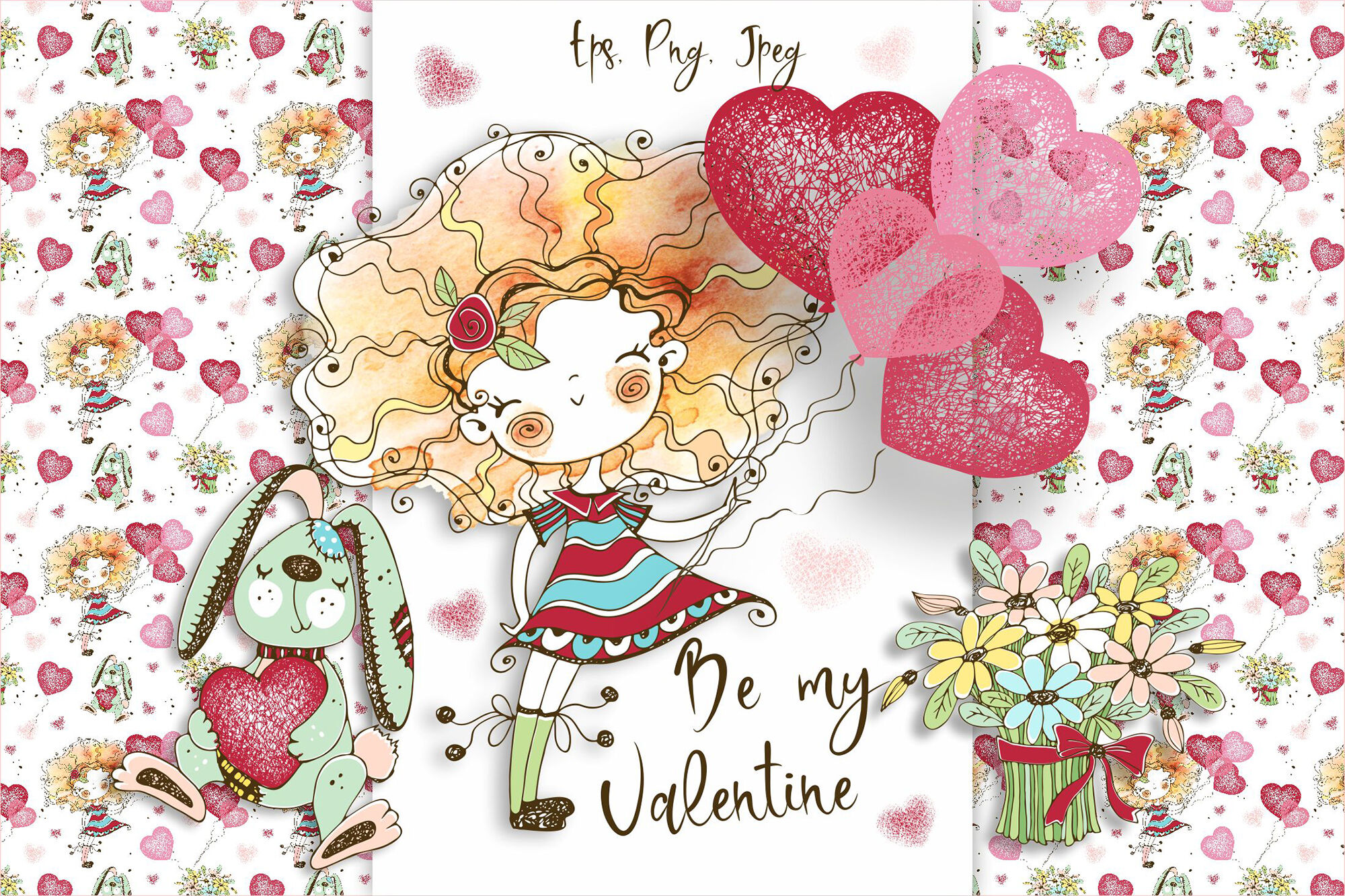 Funny Valentine watercolor cards, digital clipart Valentines ...