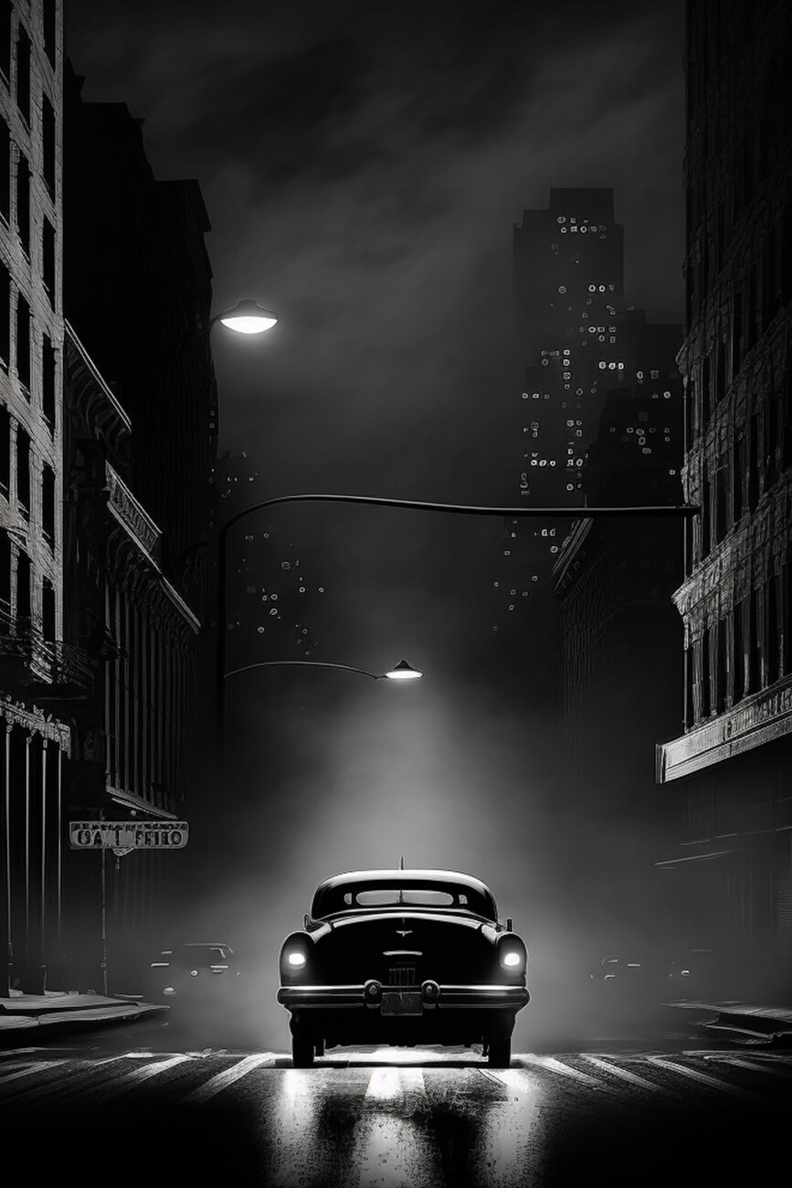 black and white car