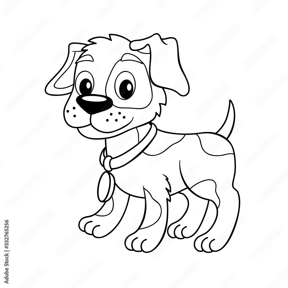 black and white dog cartoon