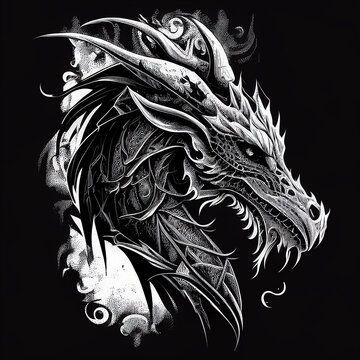 black and white dragon tattoo