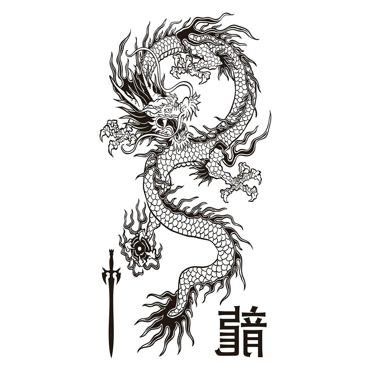 black and white dragon tattoo
