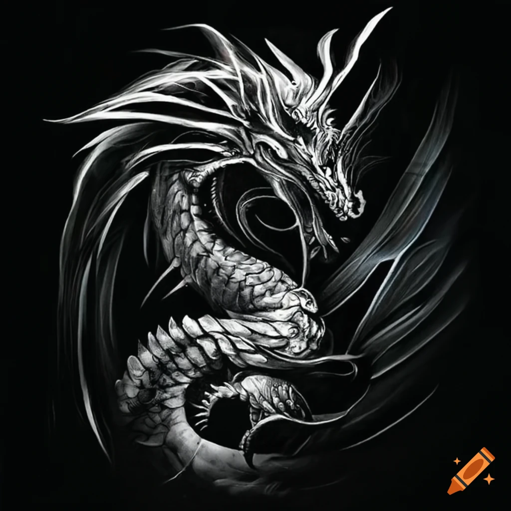 black and white dragon
