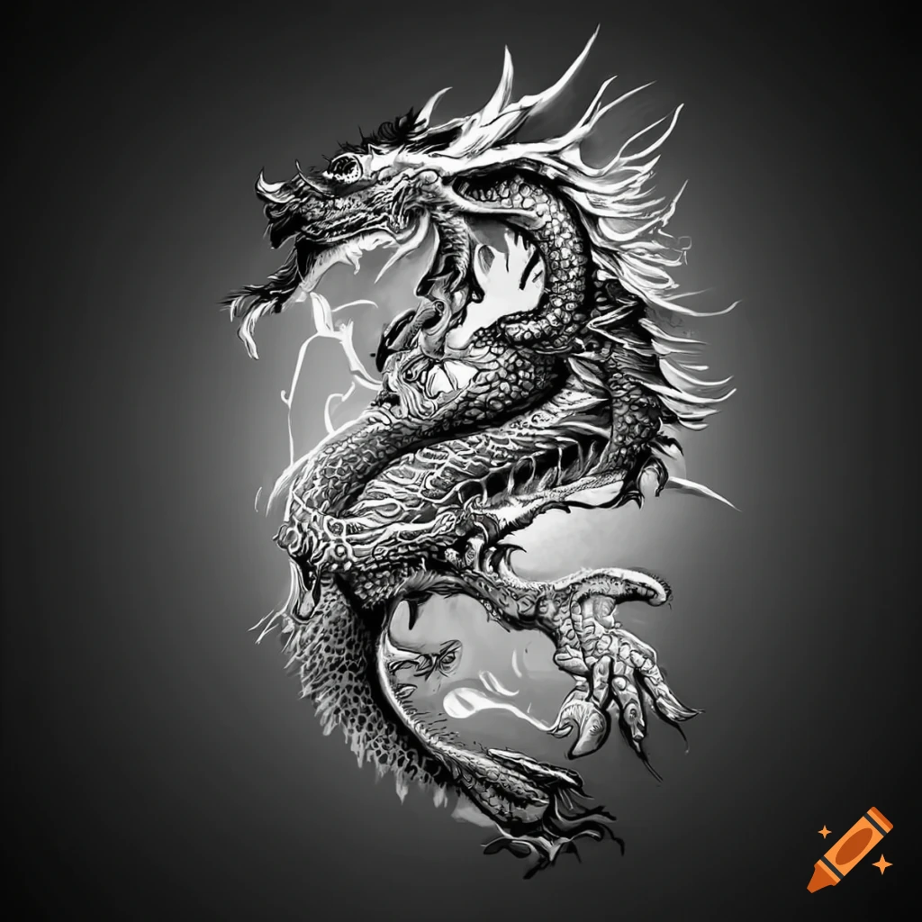 black and white dragon