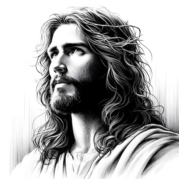 black and white drawings of jesus