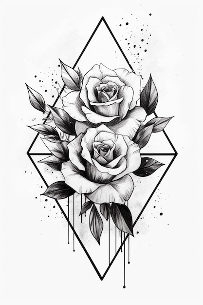 black and white flower tattoo designs