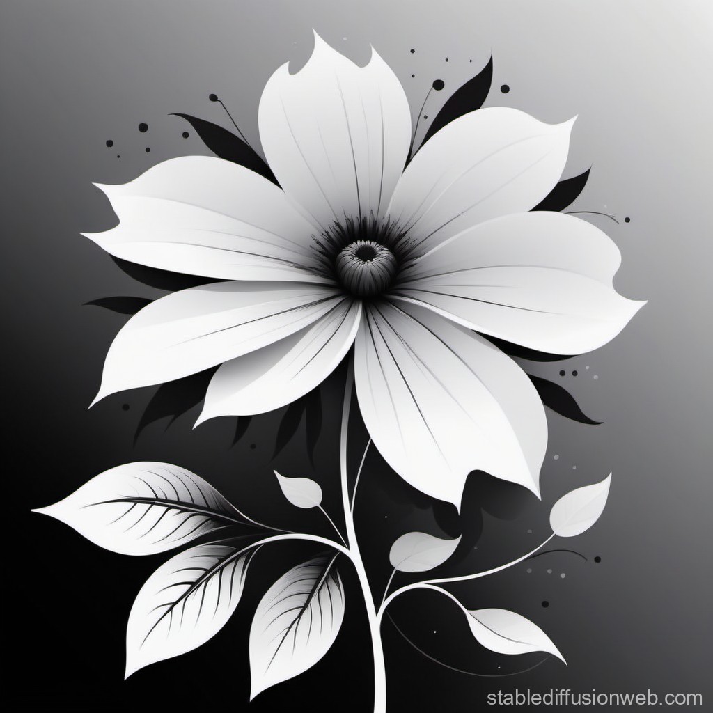 black and white flowers clipart 2024