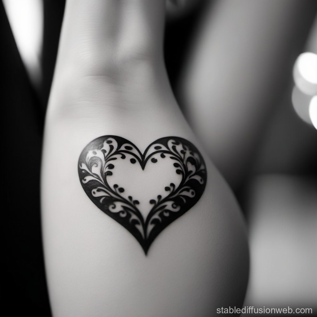 black and white heart tattoo