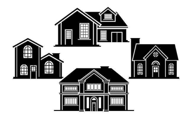 black and white house clipart 2024