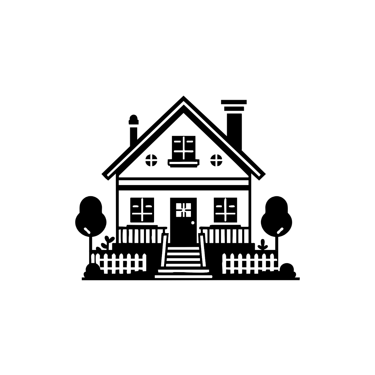 black and white house clipart