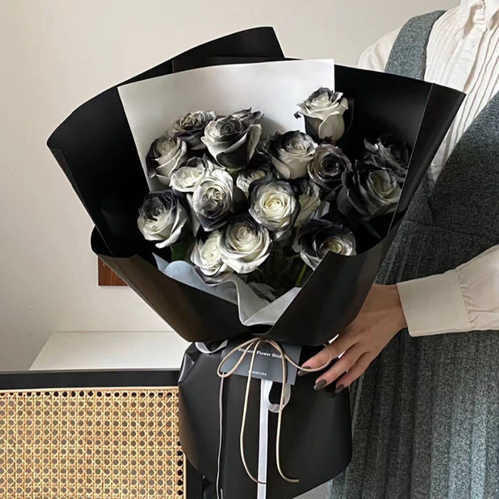 black and white roses