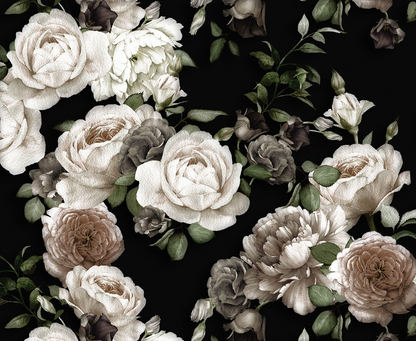 black and white roses