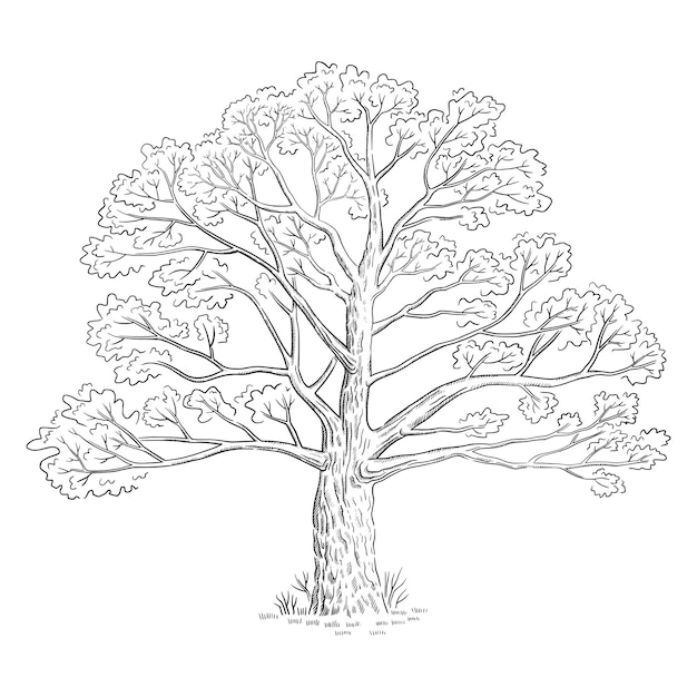 black and white tree drawing