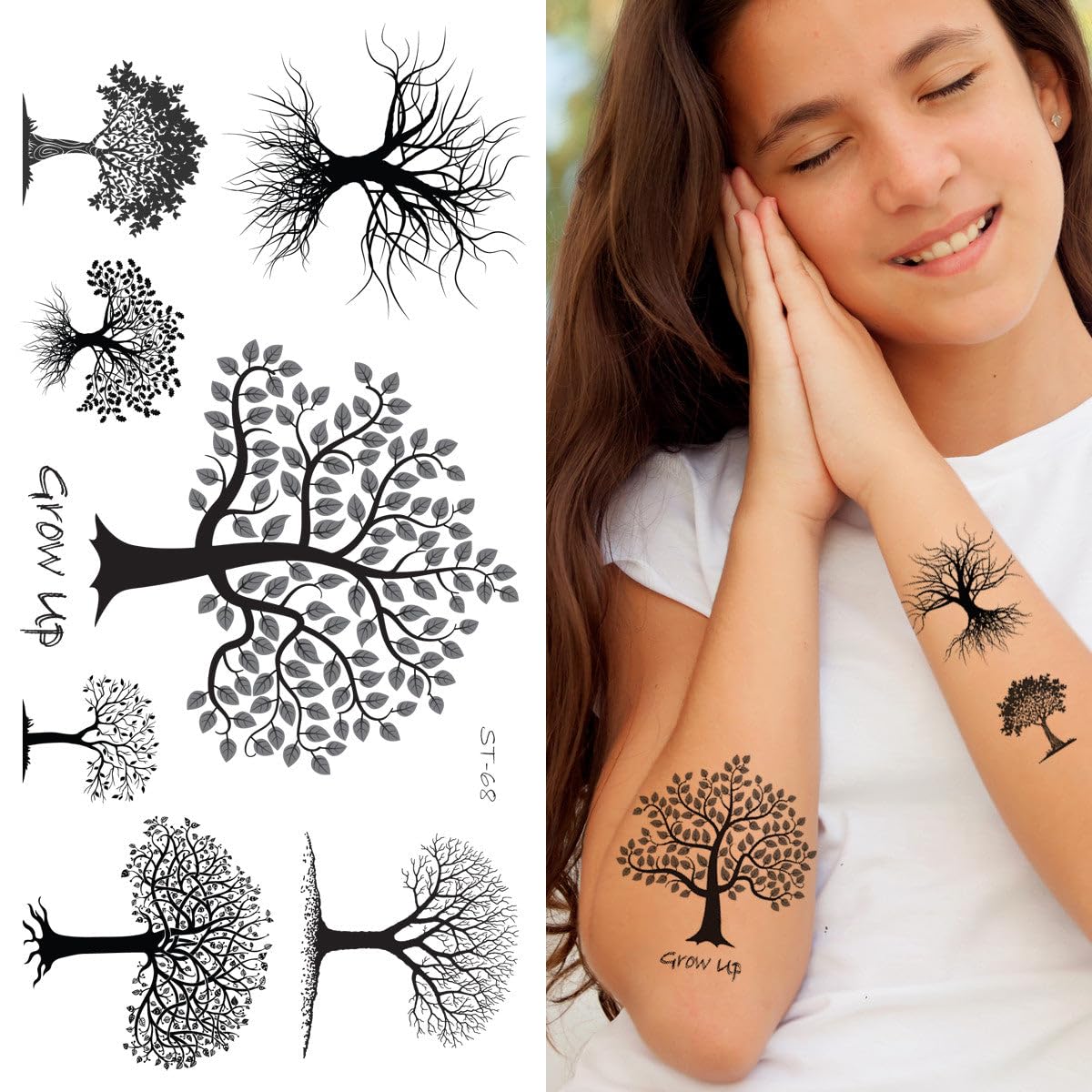 black and white tree tattoos