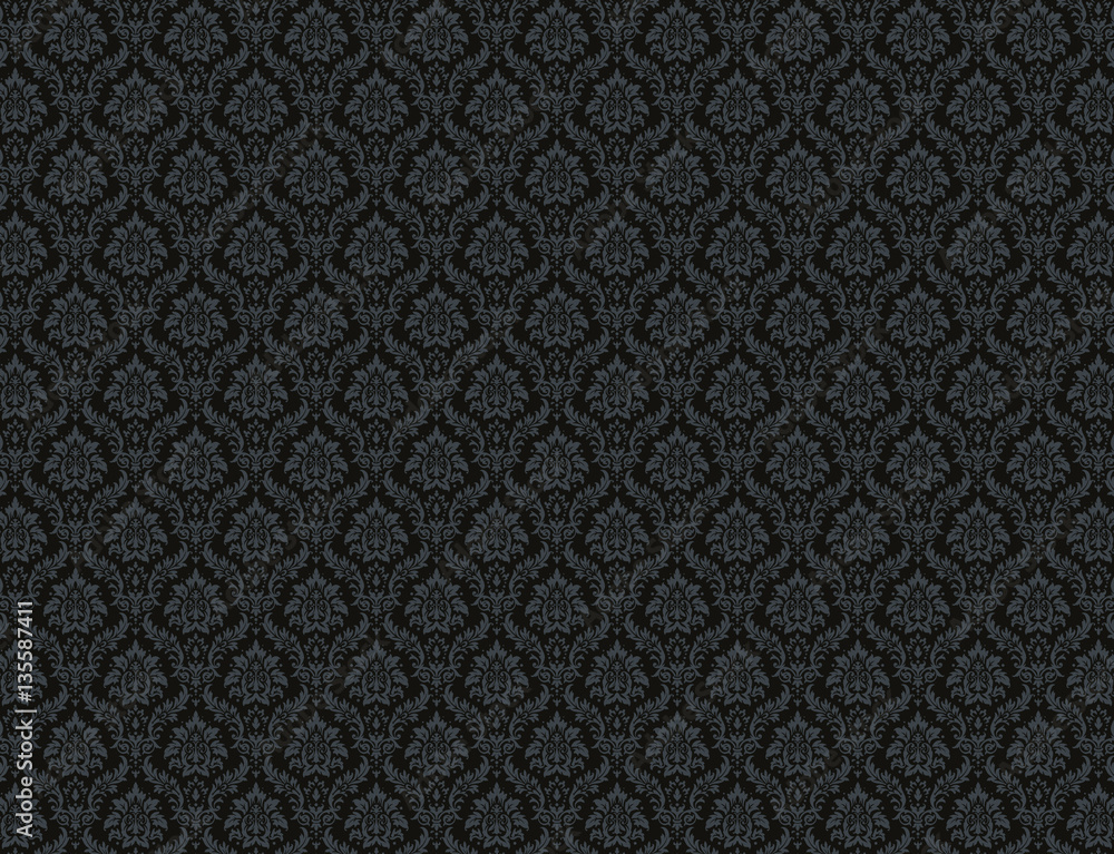 Stock-Foto „Black damask pattern background“ | Adobe Stock