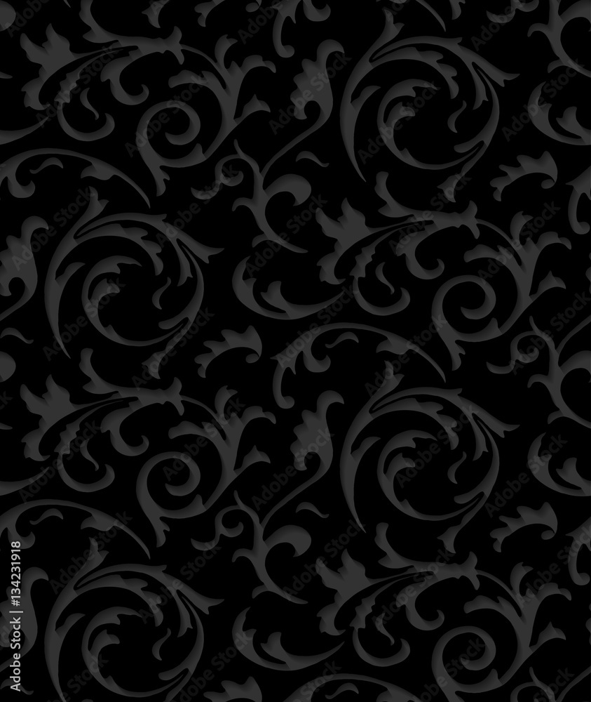 Vector baroque damask black elegant lace texture. Luxury floral ...