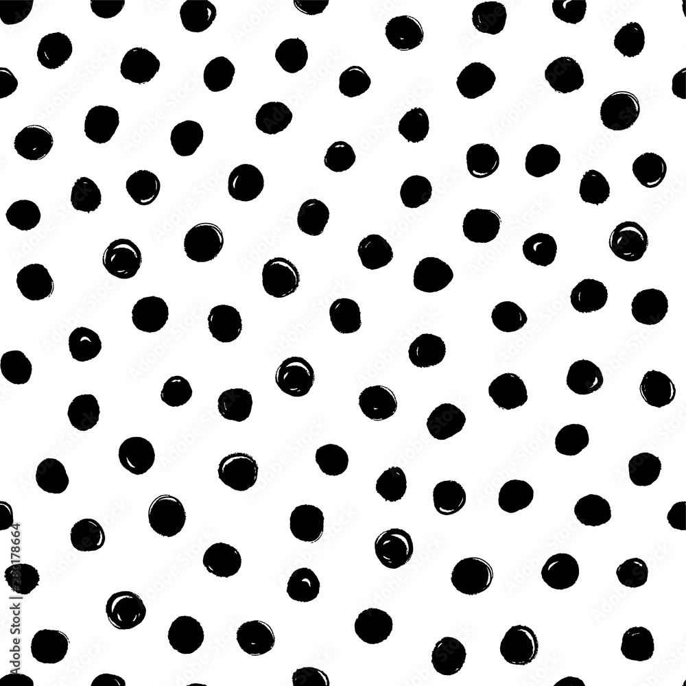 Small dots vector pattern. Hand drawn black dot pattern. Seamless ...
