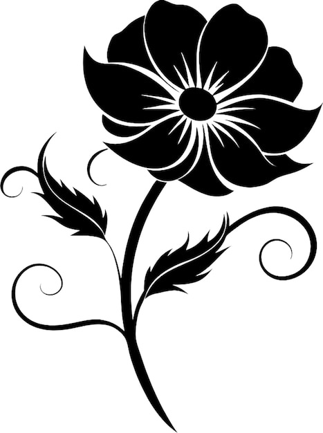 black flower clipart 2024