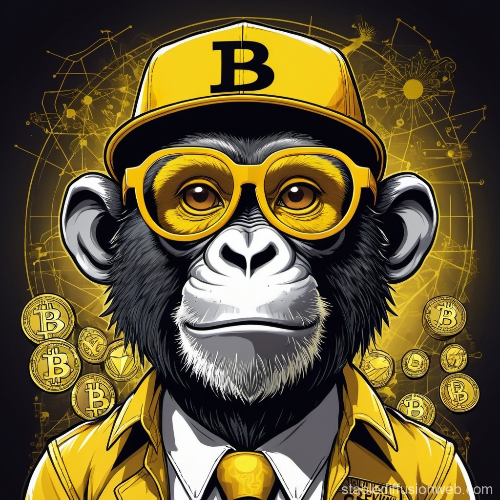 image of cartoon black rich pumped up monkey in yellow glasses and ...