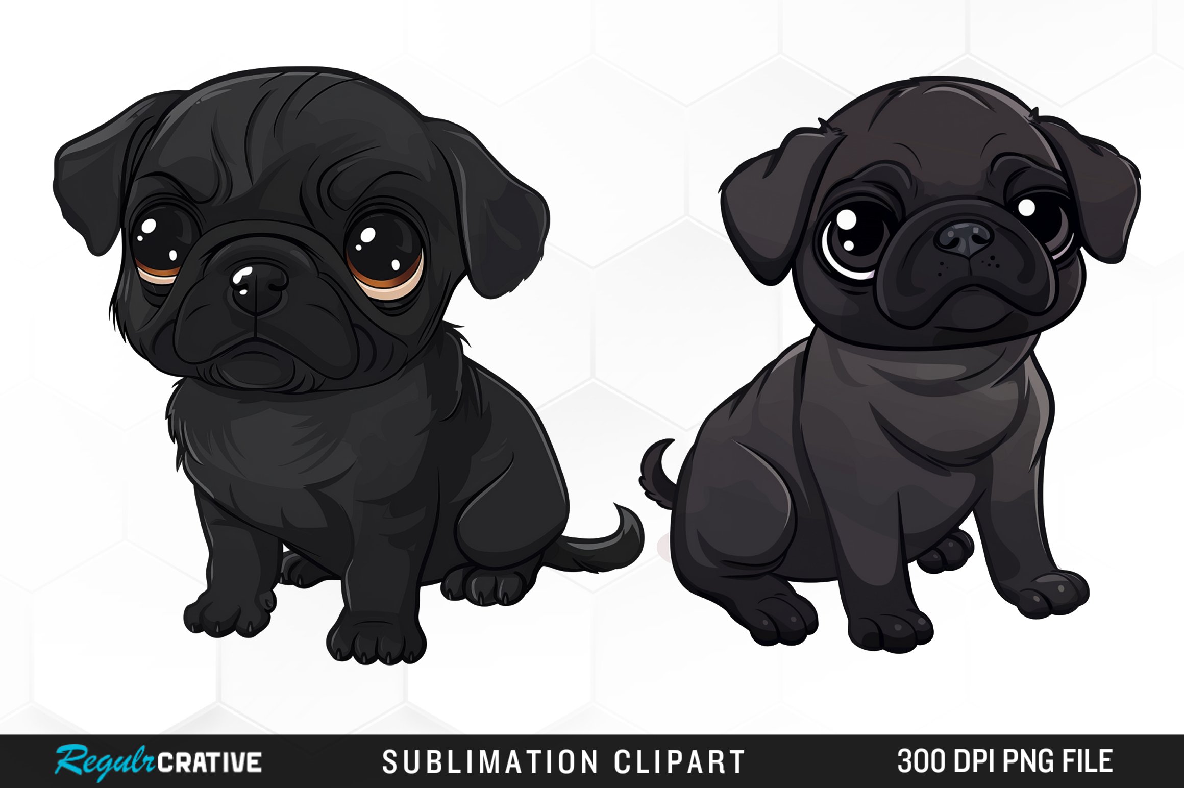 black pug cliparts