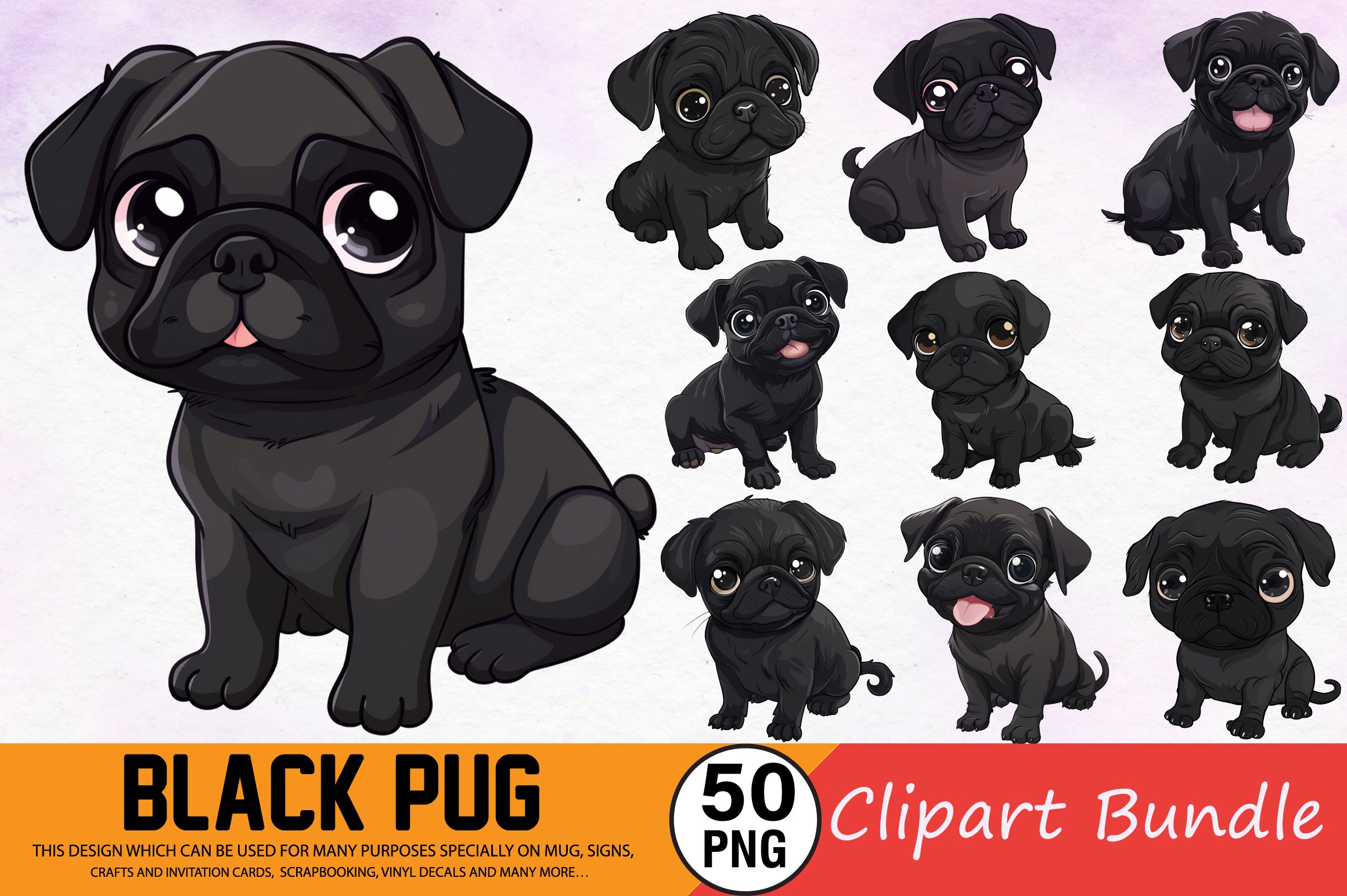 black pug cliparts