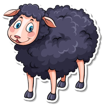 Free Vector | Black sheep farm animal cartoon sticker