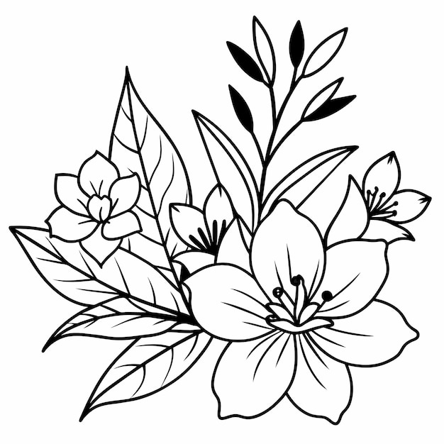 black white flower clipart 2024