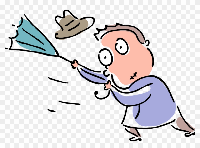 Vector Illustration Of Businessman On Blustery Windy - Vector ...