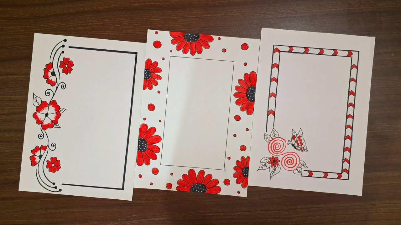 Red and black border designs/ Project design /Simple front page / paper  border design / Title page
