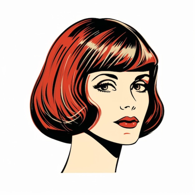Vintage Woman Face With Bob Hairdo Pop Art Retro Comic Clip Art ...