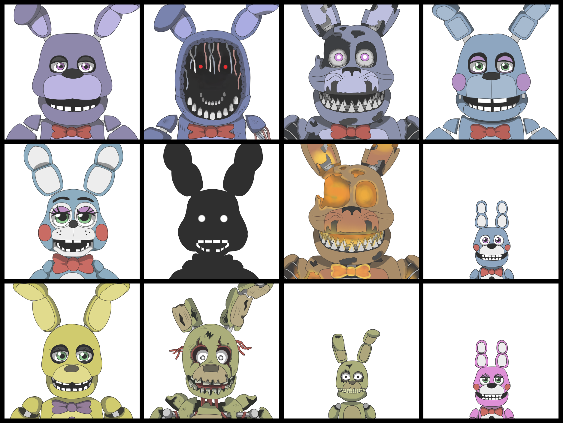 All Bonnies : r/fivenightsatfreddys