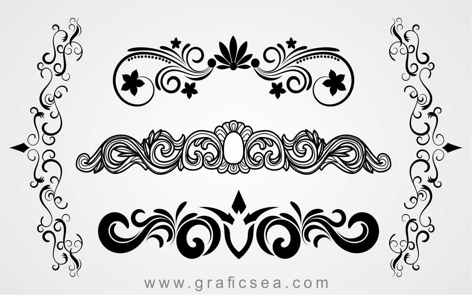 Black Floral Border Vector Graphics Design Free | Graficsea