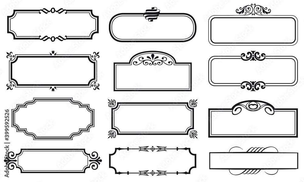 Vector illustration set of decorative vintage frames isolated. Art ...