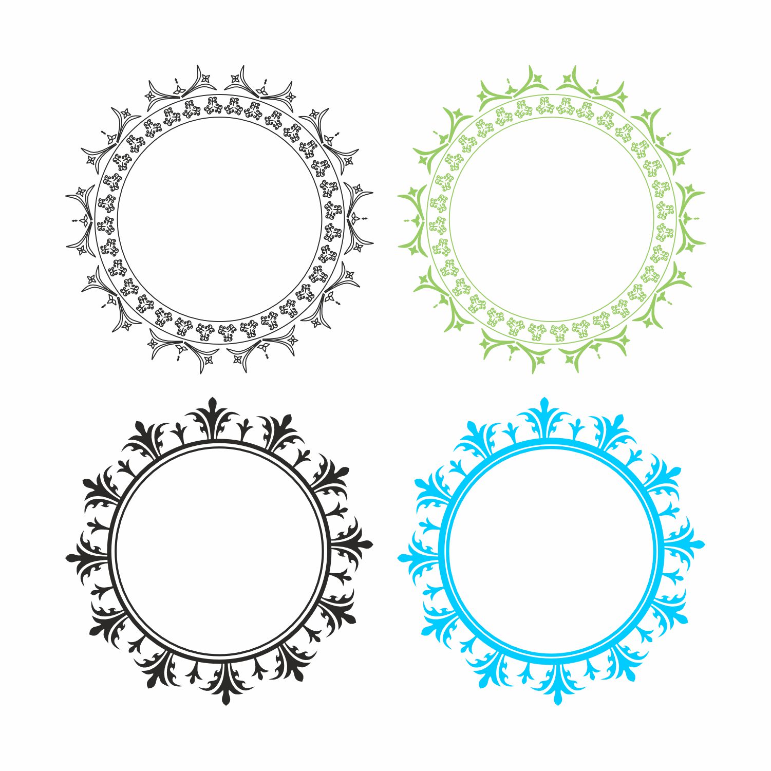 Circle frame round border shape icon for decorative vintage doodle ...