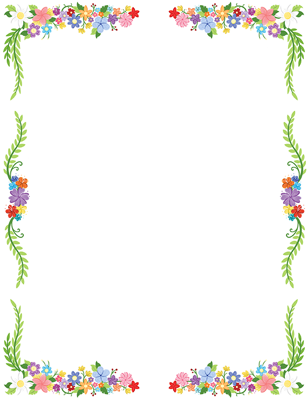 Printable Summer Floral Page Border