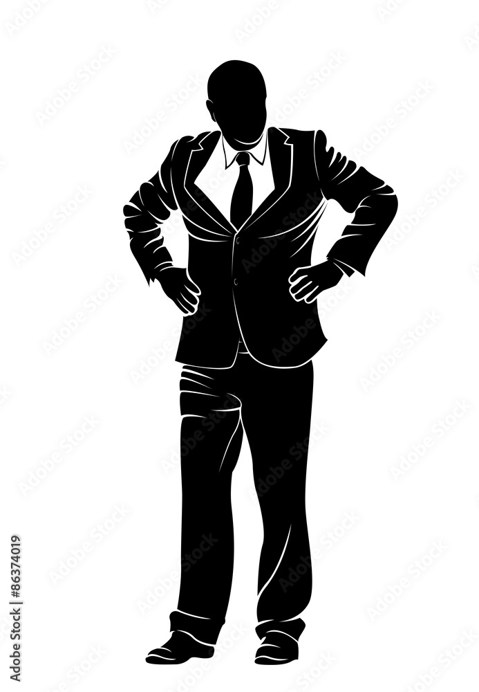 Businessman. Boss. Vector silhouette on white backgound Stock ...